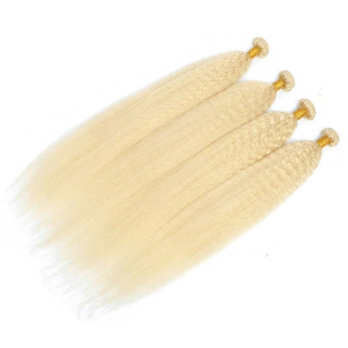 #1B/613 Blonde Kinky Straight Sew In Hair Weft with Lace FRONTALS Kinky Straight Sew In Hair Weft Coily Hair Care