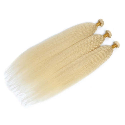 #1B/613 Blonde Kinky Straight Sew In Hair Weft with Lace FRONTALS Kinky Straight Sew In Hair Weft Coily Hair Care