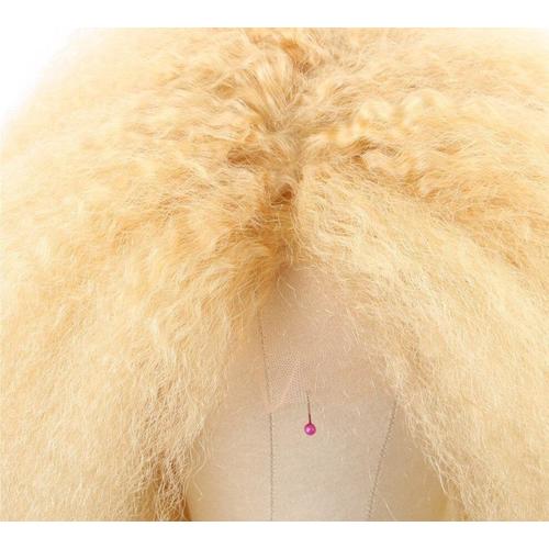 200% Density Kinky Straight 613 Blonde Lace Frontal Wigs Human Hair Wig Coily Hair Care