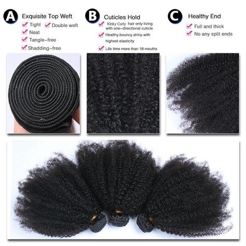 3/4 Afro Kinky Curly Bundles with 4x4 Lace Closure Bath & Beauty Coily Hair Care