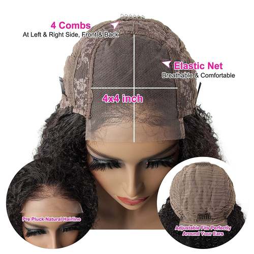 4x4 Afro Kinky Curly 5x5 Lace Closure wig 6x6 Human Hair Wigs Bath & Beauty Coily Hair Care