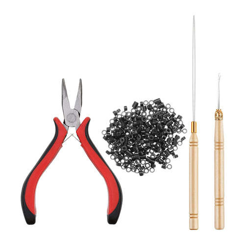 500pcs Micro Link Rings Plier Hook Pulling Needle Tools Set Natural Hair Care Product Coily Hair Care 