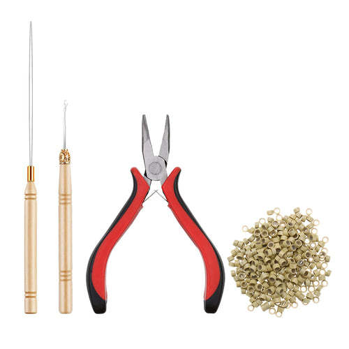 500pcs Micro Link Rings Plier Hook Pulling Needle Tools Set Natural Hair Care Product Coily Hair Care 