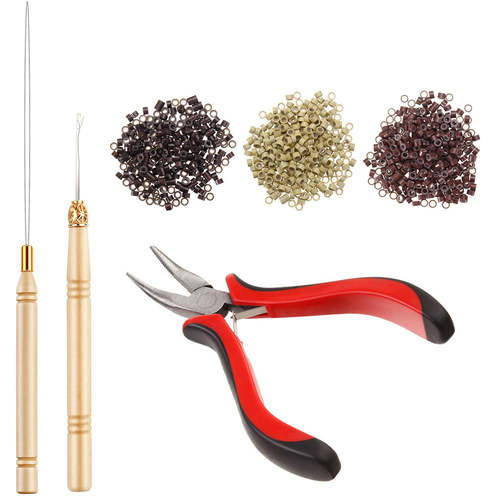500pcs Micro Link Rings Plier Hook Pulling Needle Tools Set Natural Hair Care Product Coily Hair Care