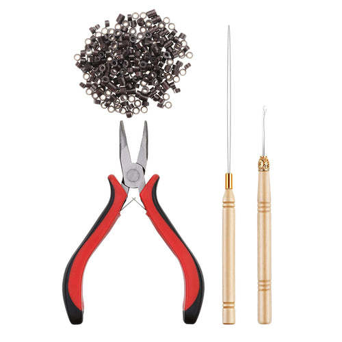 500pcs Micro Link Rings Plier Hook Pulling Needle Tools Set Natural Hair Care Product Coily Hair Care