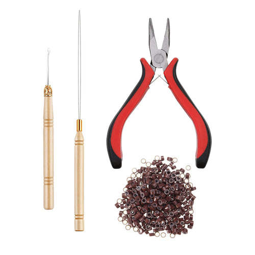 500pcs Micro Link Rings Plier Hook Pulling Needle Tools Set Natural Hair Care Product Coily Hair Care 