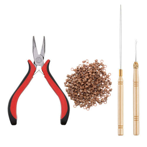 500pcs Micro Link Rings Plier Hook Pulling Needle Tools Set Natural Hair Care Product Coily Hair Care