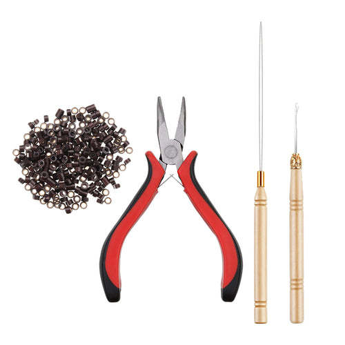 500pcs Micro Link Rings Plier Hook Pulling Needle Tools Set Natural Hair Care Product Coily Hair Care 