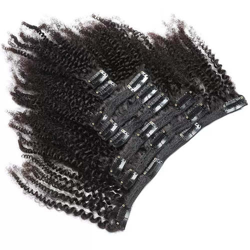 8pcs Afro Kinky Curly Clip In Human Hair Extensions Natural Hair Care Product Coily Hair Care 