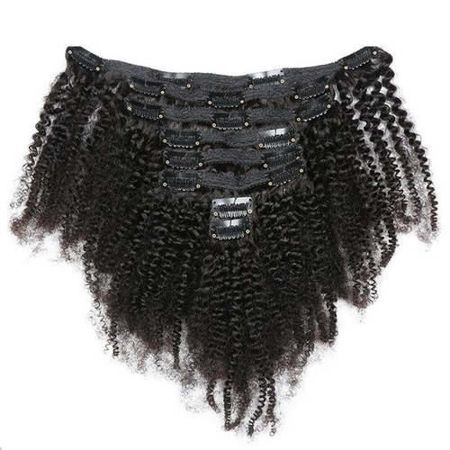8pcs Afro Kinky Curly Clip In Human Hair Extensions Natural Hair Care Product Coily Hair Care
