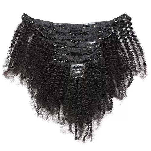 8pcs Afro Kinky Curly Clip In Human Hair Extensions Natural Hair Care Product Coily Hair Care