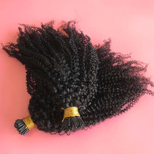 Afro Curly Coily  iTip Microlinks Human Hair Extensions Kinky Coily Curly Hair Extentions Coily Hair Care 