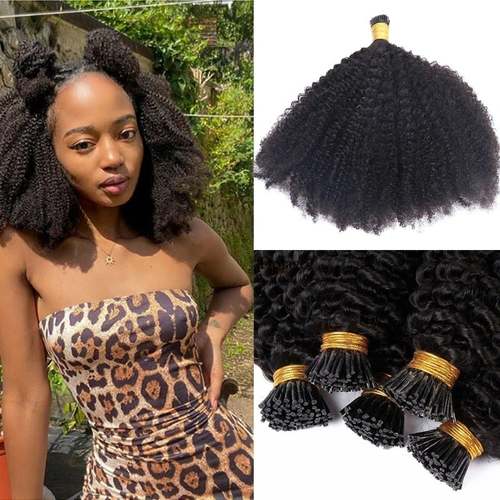 Afro Kinky Curly Coily  iTip Microlinks Human Hair Extensions Kinky Coily Curly Hair Extentions Coily Hair Care 