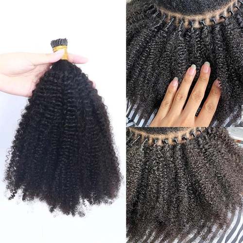 Afro Kinky Curly Coily  iTip Microlinks Human Hair Extensions Kinky Coily Curly Hair Extentions Coily Hair Care 