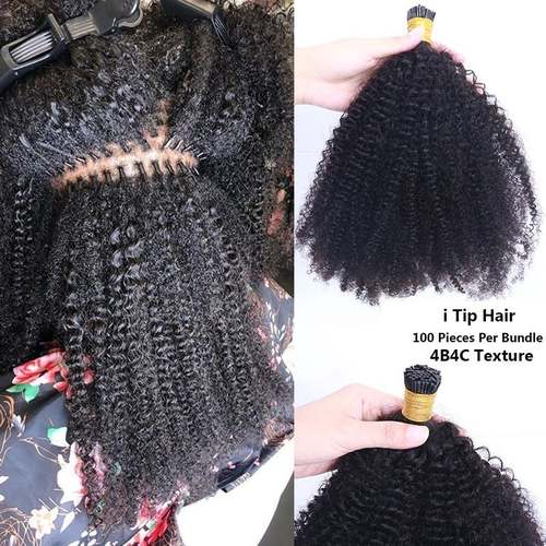 Afro Kinky Curly Coily  iTip Microlinks Human Hair Extensions Kinky Coily Curly Hair Extentions Coily Hair Care 