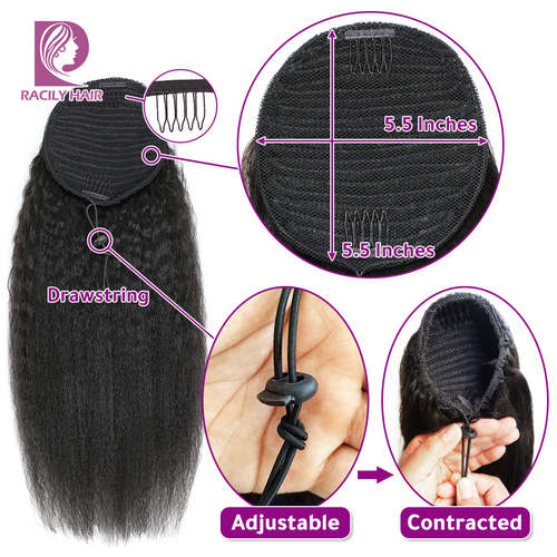 Afro Kinky Straight Pony Tail Remy Wrap Around Haircare AliExpress 