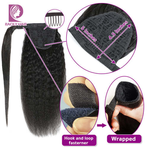 Afro Kinky Straight Pony Tail Remy Wrap Around Haircare AliExpress 