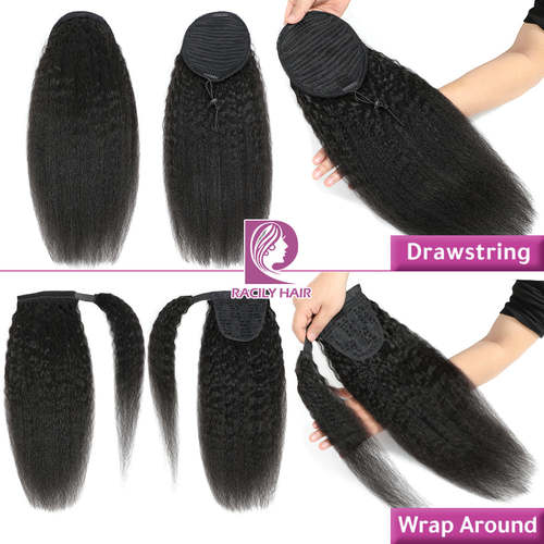 Afro Kinky Straight Pony Tail Remy Wrap Around Haircare AliExpress 