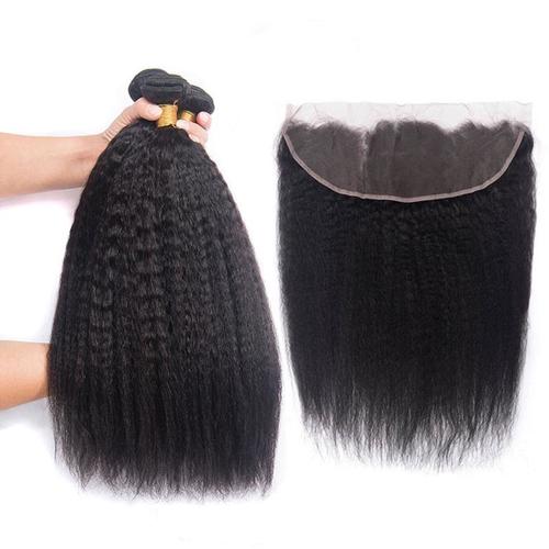 BeuMax 10A Grade 3/4 Kinky Straight bundles with 13x4 Frontal Bath & Beauty Coily Hair Care 