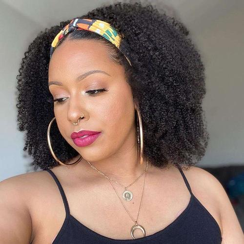 BeuMax Headband Afro Kinky Curly Scarf Human Hair Wigs Bath & Beauty Coily Hair Care