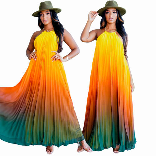 Casual Flame Colored Holster Sun Women Dress Maxi Dress Coily Hair Care