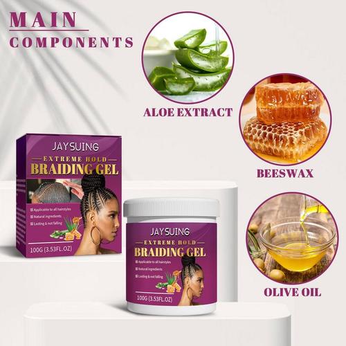 Extreme Hold Braiding Gel Strong Hold Styling Natural Hair Gel Braiding Hair Gel Coily Hair Care