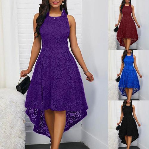 Hi Low Solid Color Sleeveless Lace Dress Dresses For Women AliExpress