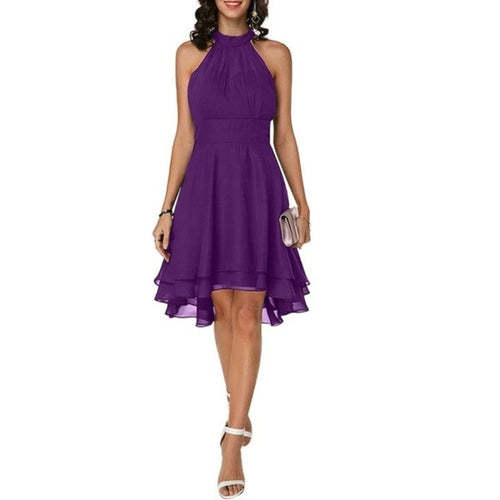 High Low Halter Neck Solid Color Women's Dress Wedding Guest Dress AliExpress