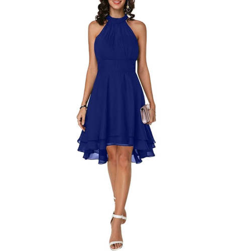 High Low Halter Neck Solid Color Women's Dress Wedding Guest Dress AliExpress