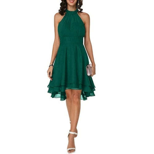 High Low Halter Neck Solid Color Women's Dress Wedding Guest Dress AliExpress