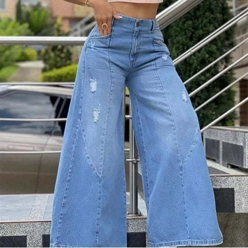 High Waist Ripped Wide Leg Jeans Woman’s Denim Pants Other AliExpress