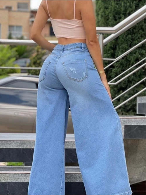 High Waist Ripped Wide Leg Jeans Woman’s Denim Pants Other AliExpress