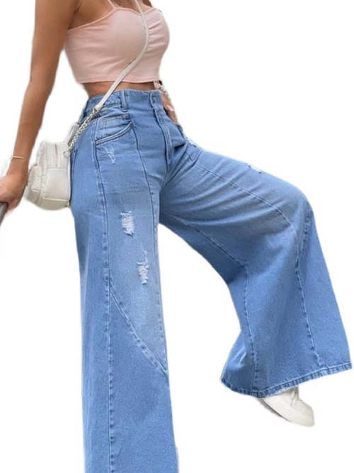 High Waist Ripped Wide Leg Jeans Woman’s Denim Pants Other AliExpress
