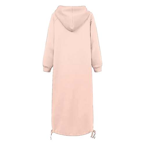 Hooded Drawstring Hem Casual Sweat Shirt Dress Women's Dress Coily Hair Care