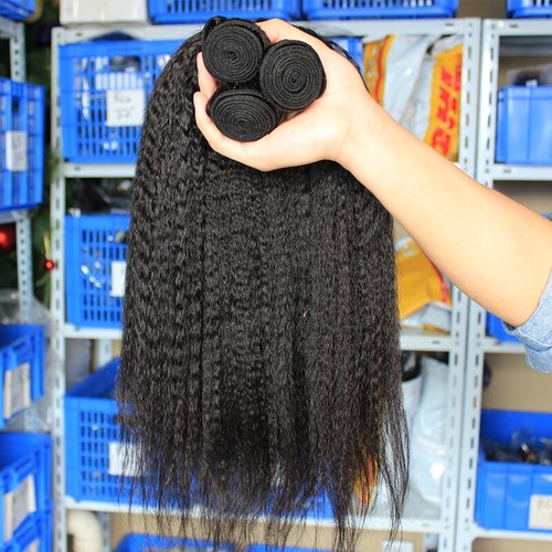 Kinky Straight Bundles Yaki Human Hair Bundles Weave Unprocessed Kinky Coily Curly Hair Extentions Coily Hair Care