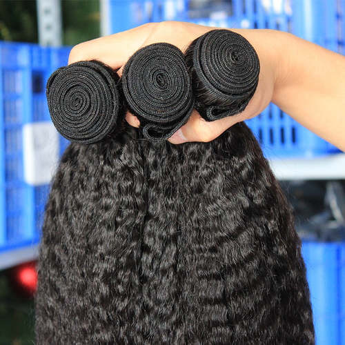 Kinky Straight Bundles Yaki Human Hair Bundles Weave Unprocessed Kinky Coily Curly Hair Extentions Coily Hair Care