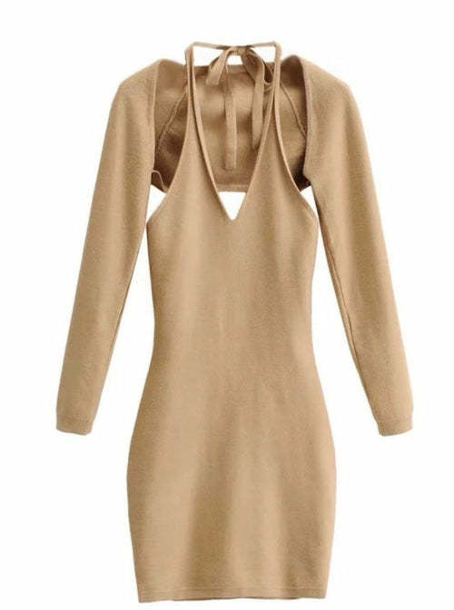 Knit Holster Dress with Cardigan Set Matching Sets Coily Hair Care