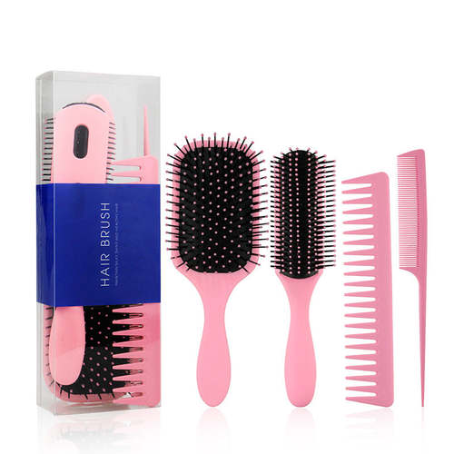 Natural Hair Detangling Brush and Comb Set Hair Styling Tool Set Coily Hair Care
