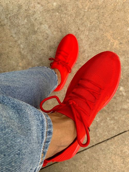 Pink/Red/White Women's Solid Color Comfortable Breathable Mesh Shoe Sizes 6.5-7 Coily Hair Care