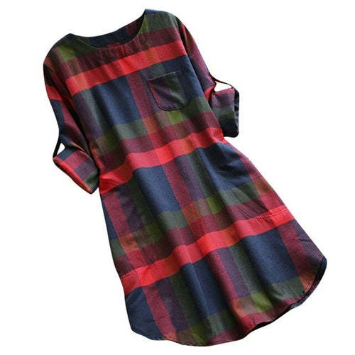 Plaid Pocket Casual Women's Dress Dresses For Women AliExpress
