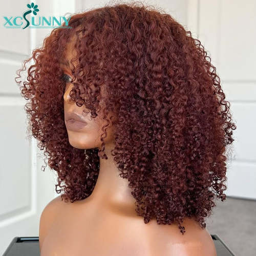 Reddish Brown Human Hair Wig Natural Afro Kinky Curly Other AliExpress