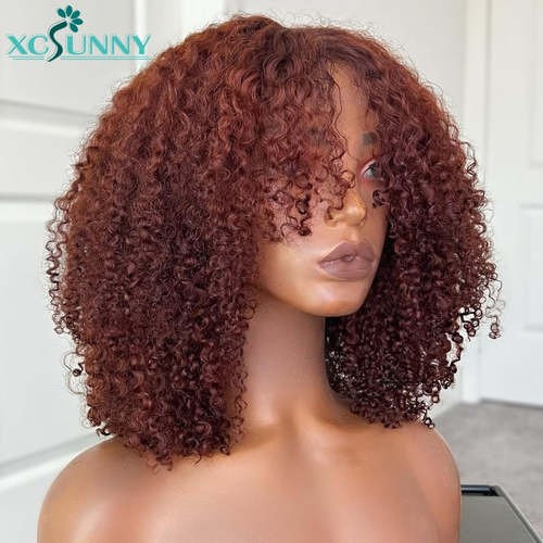 Reddish Brown Human Hair Wig Natural Afro Kinky Curly Other AliExpress