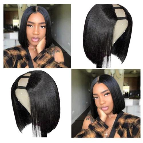 Short Bob U Part Wig Human Hair Glueless Wigs Bath & Beauty Coily Hair Care