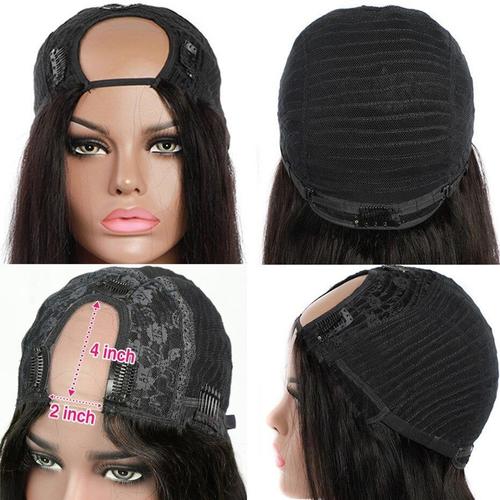 Short Bob U Part Wig Human Hair Glueless Wigs Bath & Beauty Coily Hair Care