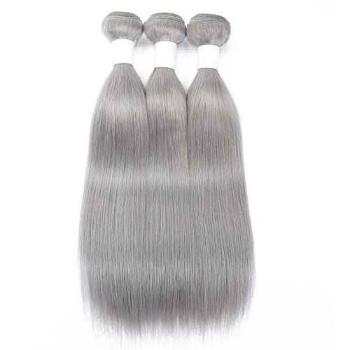 Silver Straight Human Hair Bundles with Closures and Frontals Bath & Beauty Coily Hair Care