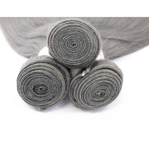 Silver Straight Human Hair Bundles with Closures and Frontals Bath & Beauty Coily Hair Care