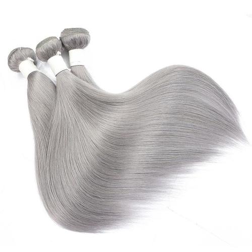 Silver Straight Human Hair Bundles with Closures and Frontals Bath & Beauty Coily Hair Care