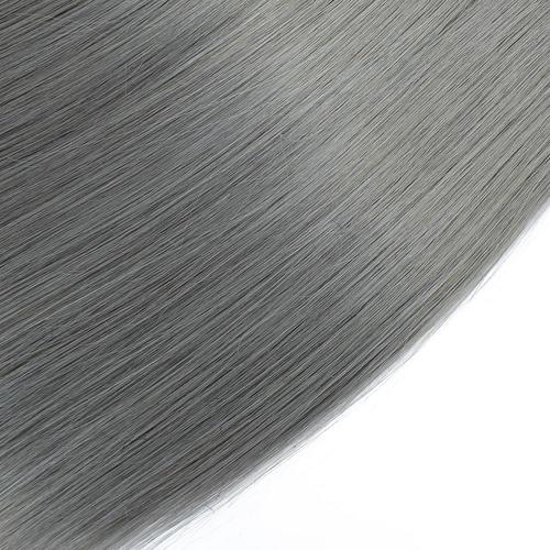 Silver Straight Human Hair Bundles with Closures and Frontals Bath & Beauty Coily Hair Care