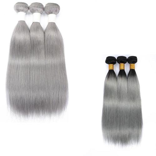 Silver Straight Human Hair Bundles with Closures and Frontals Bath & Beauty Coily Hair Care