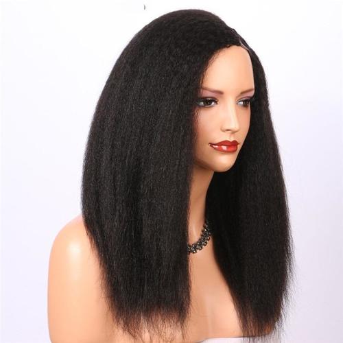 U Part Wig Kinky Straight Human Hair Wigs For Black Women Bath & Beauty Coily Hair Care